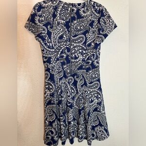 Michael Kors Navy and White Paisley Mini Dress
